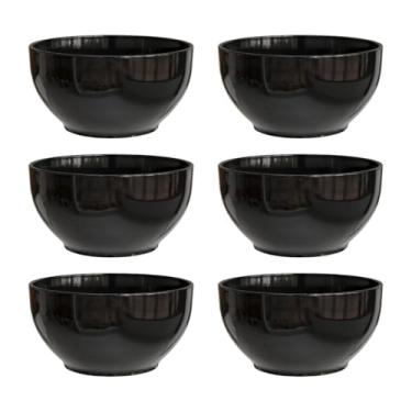 Imagem de Kit 6 Cumbuca De Porcelana Colorida Preta 450ml Tigela De Servir Açaí Caldos | Para Servir Cereais, Massas, Doces, Frutas e Organizar a Cozinha