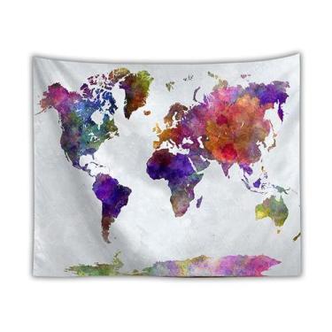 Imagem de Tapeçaria Color World Map Wall 200x150cm Microfabric Fiber - yiweisai