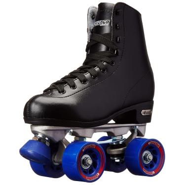 Imagem de CHICAGO Patins Premium Preto Quad Roller Skates para meninos e homens iniciantes, design clássico ajustável de cano alto para patins internos ou externos e Roller Derby