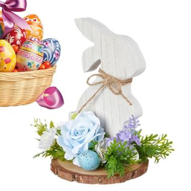 Imagem de Decoração para Mesa de Coelho | Centro De Mesa Animal Para De Trabalho,Com Laço E Decorações De Coelho Da Páscoa | Para Decoração De Primavera Interior Festival E Bandeira Em Camadas