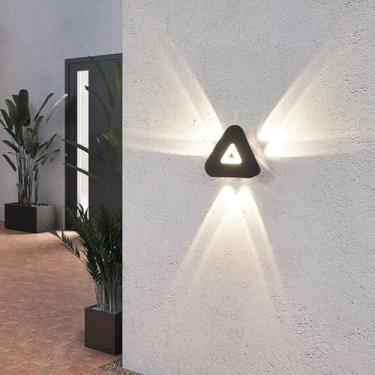Imagem de GZZBMY LED Outdoor Arandela IP65 Impermeável Alumínio Iluminação de Parede Moderna Minimalista Arandelas Interior/Exterior para Terraço Varanda Corredor Escada Entrada (Luz Branca Preta, 6 vezes)