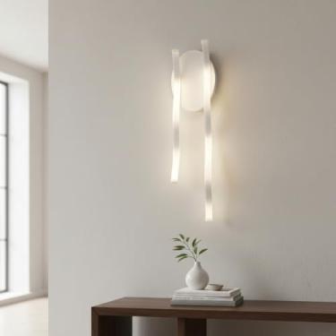 Imagem de Luminária Plafon LED Onda Geometric Teto/Parede, 20W, Alumínio Branco, Dimerizável, 3 Temperaturas de Cor, 55x15x10cm, Bivolt