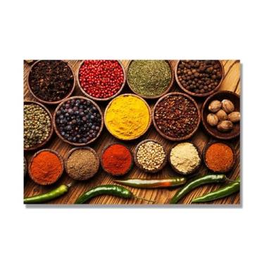 Imagem de NHLDZYH Arte de parede em tela colorida para especiarias e colher de tempero | Decoração de cozinha vintage | Arte moderna para casa e sala de jantar. C110. 40 x 60 cm - 15,8 x 23,7 pol. Somente tela