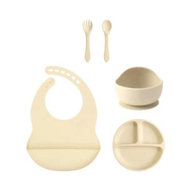 Imagem de Conjunto De Alimentação Para Bebês Em Silicone 5PCS Com Prato De Sucçã