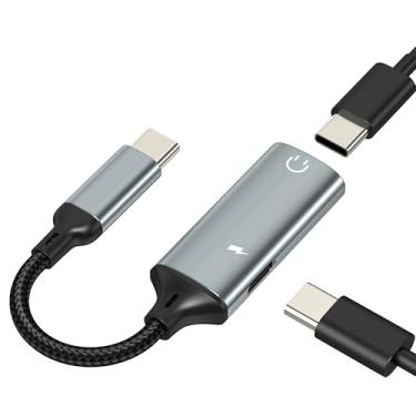 Imagem de Divisor USB C (2 em 1) para iPhone 17 16 15 Pro Max para adaptador de carregador de fone de ouvido tipo C, conector de áudio, cabo auxiliar de carregamento duplo para fone de ouvido Apple Fast Multi