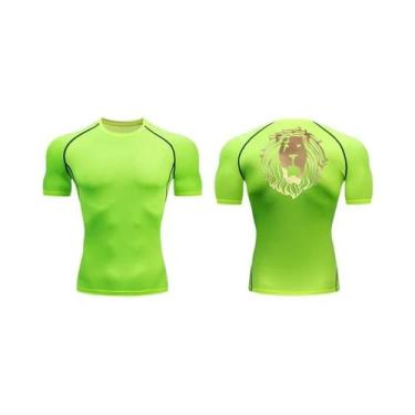 Imagem de Camiseta De Compressão Masculina De Secagem Rápida Com Estampa De Leão