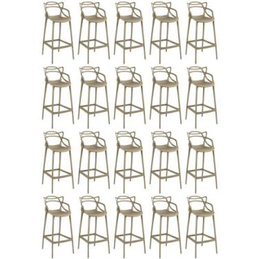 Imagem de Kit 20 Banquetas Allegra com Encosto Design Cozinha/Bancada - Nude - M