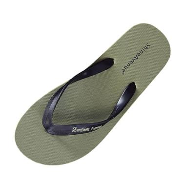 Imagem de Chinelos femininos modernos de inverno para uso interno com sola grossa, sapatos quentes de pelúcia para conforto doméstico e antiderrapante, Verde militar, 40