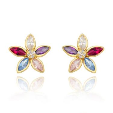 Imagem de Brinco Ouro 18k Margarida de Zircônias - Paulistana Joias