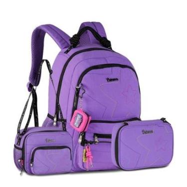 Imagem de Mochila Luluca Com Lancheira e Estojo Box Kit Escolar Completo-Feminino