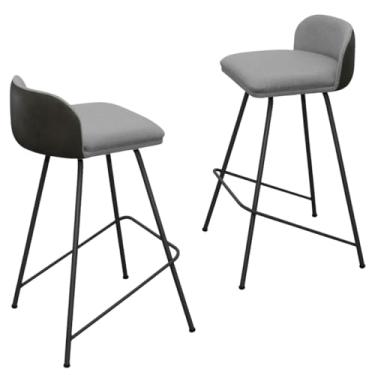 Imagem de Kit 2 Banquetas Área Gourmet Nobre – Ideal para Cozinha, Balcão e Bistrô, Elegantes e Resistentes para Ambientes Convivenciais(Base Preto/Tecido Preto)