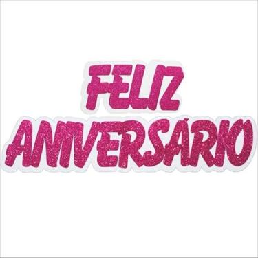 Imagem de PAINEL FELIZ ANIVERSARIO GLITTER ROSA
