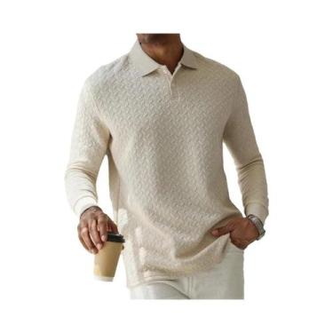 Imagem de Camisa Polo Casual De Manga Longa Para Homens, Alta Qualidade, Moda Pa