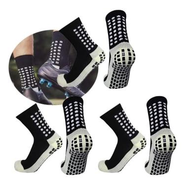 Imagem de 2X Kit 3 Pares Meia Antiderrapante Esportiva Futebol Treino
