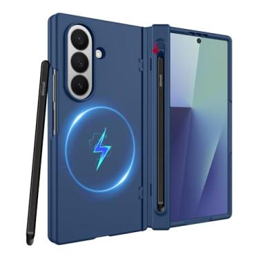 Imagem de Miimall Capa para Samsung Galaxy Z Fold 7 com compartimento para caneta e caneta Stylus [carregamento magnético] [protetor de tela] [protetor de dobradiça] capa de telefone magnética à prova de choque