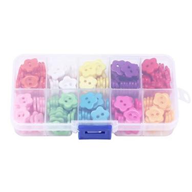 Imagem de AYNEFY Botões de Costura, Botões de Artesanato Diy Em Forma de Flor de Resina de 14mm, 200 Peças para tricô, álbum de Recortes e Fabricação de Cartões