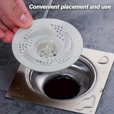 Imagem de 3 peças de ralo de piso de vórtice, coletor de cabelo com tela de filtro, adequado para cozinha, banheiro, branco
