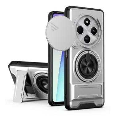 Imagem de SORAKA Capa para Xiaomi Redmi 14C 4G com suporte,proteção de lente com janela e capa dupla de PC e TPU compatível com suporte magnético para carro