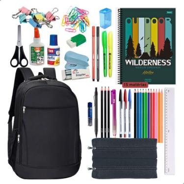 Imagem de Kit Material Escolar Mochila Caderno Estojo Completo Masculino - Daruj