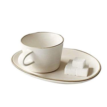 Imagem de Xícara de café e pires de cerâmica vintage, xícara de tímpano de grés, café da manhã, cozinha e escritório