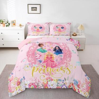 Imagem de Conjunto de cama Queen, princesa, rosa, castelo de fada, para decoração de quarto de meninos, meninas, adolescentes, floral, respirável, macio, leve, microfibra, mulheres, homens, com 2 fronhas