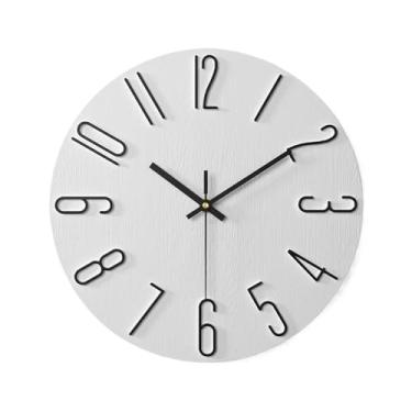 Imagem de x3anggyt5 Relógio de parede para sala de estar, sala de estar, simples, criativo, moderno, relógio decorativo, 30 cm, decoração de casa (branco)
