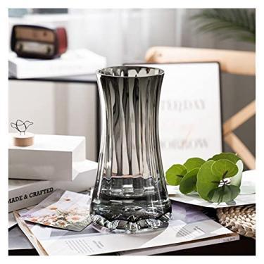 Imagem de Arranjo de flores nórdico moderno vaso transparente minimalista dourado preto vaso de vidro sala de estar decoração de flores ornamentos centros de mesa (pequeno)