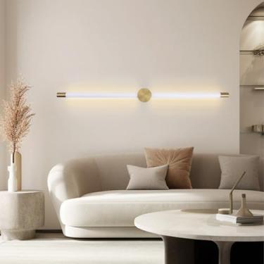 Imagem de LED Lâmpada de Parede Interna Rotação 350° Iluminação de Parede Moderna Minimalista Metal Longo Alumínio Acrílico Escadaria Luminária de Parede para Quarto Sala de Estar Corredor (Luz Neutra Dourada