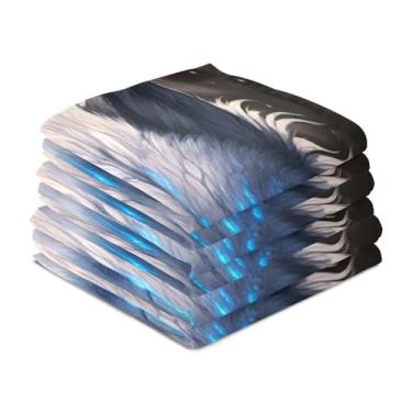 Imagem de Wassud Toalhas de cozinha lobo panos de prato de cozinha pacote com 6 panos de prato macios com laço para pendurar toalha de mão super absorvente de secagem rápida toalhas de chá de mesa decorativas