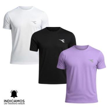 Imagem de Kit 3 Camisetas Diadora Small Logo Masculina - Branco e Lilás XGG, XGG
