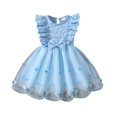 Imagem de Vestido De Princesa Com Estampa Floral Para Meninas, Decote Redondo, M