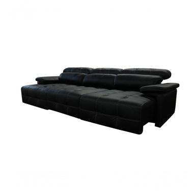 Imagem de Sofá Retrátil E Reclinável De Couro Queen (3 Módulos) 3,60 M Preto Pigmentado - Mempra Design
