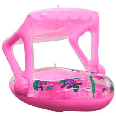 Imagem de Boia Inflável Infantil Com Cobertura Removível Rosa - Meu Conforto LL