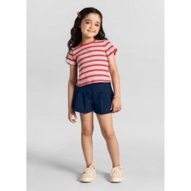 Imagem de Blusa cropped em ribana joy listrada Infantil Mundi Vermelho-Feminino