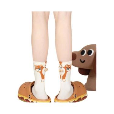 Imagem de Meias De Casal 3D Engraçadas De Gato E Ovo, Cano Médio, Quentes De Inv