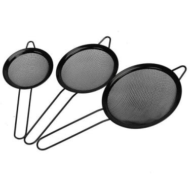 Imagem de Kit Conjunto Jogo Peneiras De Inox Preto Fosco Resistentes - Wincy