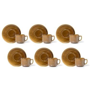 Imagem de Jogo De Xícaras Copa E Cia 12 Peças Ravonna Em Cerâmica Brun Terra