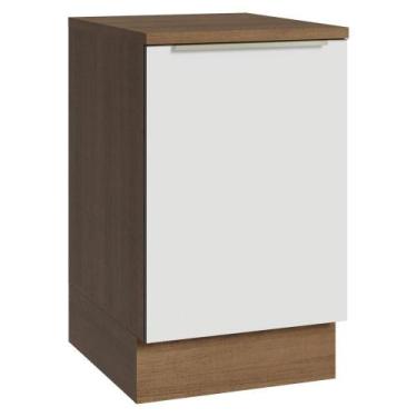 Imagem de Balcão Cozinha 50x60cm 1 Porta (com Tampo) Rb Lux Madesa Rustic/branco