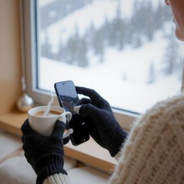Imagem de Luva de Frio Touch Screen Lã Motoboy Trabalho - Mexer no Celular Table