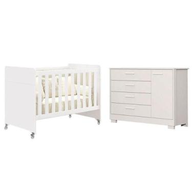 Imagem de Berço Americano Evolution 4 Em 1 E Cômoda Zaki Branco Acetinado - Rell
