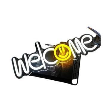 Imagem de Letreiro Neon Coreano De Boas-Vindas Para Restaurante, Loja, Salão, Ca