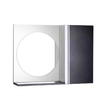 Imagem de Espelho Redondo Para Banheiro com Armário Preto e Branco