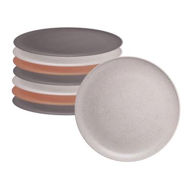 Imagem de Jogo 8 Pratos De Sobremesa Em Fibra De Pinho E Pp Cores Sortidas Inquebrável Wolff 19,5cm