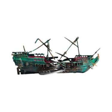 Imagem de Ornamento De Aquário Em Forma De Navio Pirata, Barco Afundado Com Difu