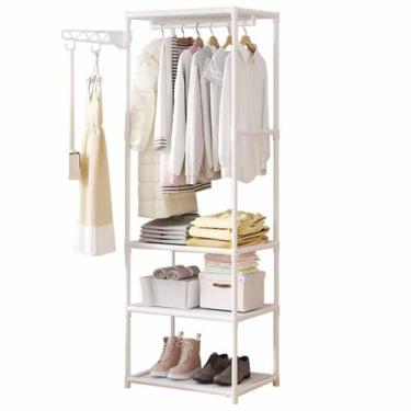 Imagem de Arara Sapateira metal Rack 3 Prateleiras Organizador vertical de Roupa