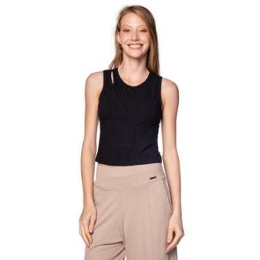 Imagem de Blusa Feminina Habana Regata Canelada Detalhe Ombro Preto-Feminino