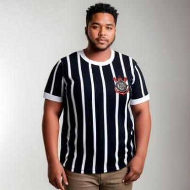 Imagem de Camisa Plus Size Retrô Corinthians Democracia Réplica 1982 Masculina-Masculino