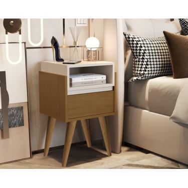Imagem de Mesa de Cabeceira Pés Palito Evora Nature / off white - Comprar Moveis em Casa