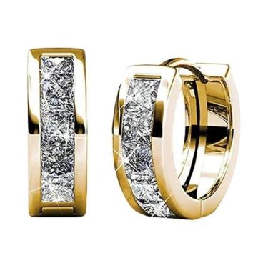 Imagem de Brincos De Argola Pequenos Em Zircônia Branca Brilhante Unissex, Joias