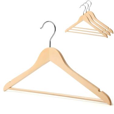 Imagem de Kit 3 Cabides De Madeira Com Rachadura Para Alça – Organização E Sofisticação